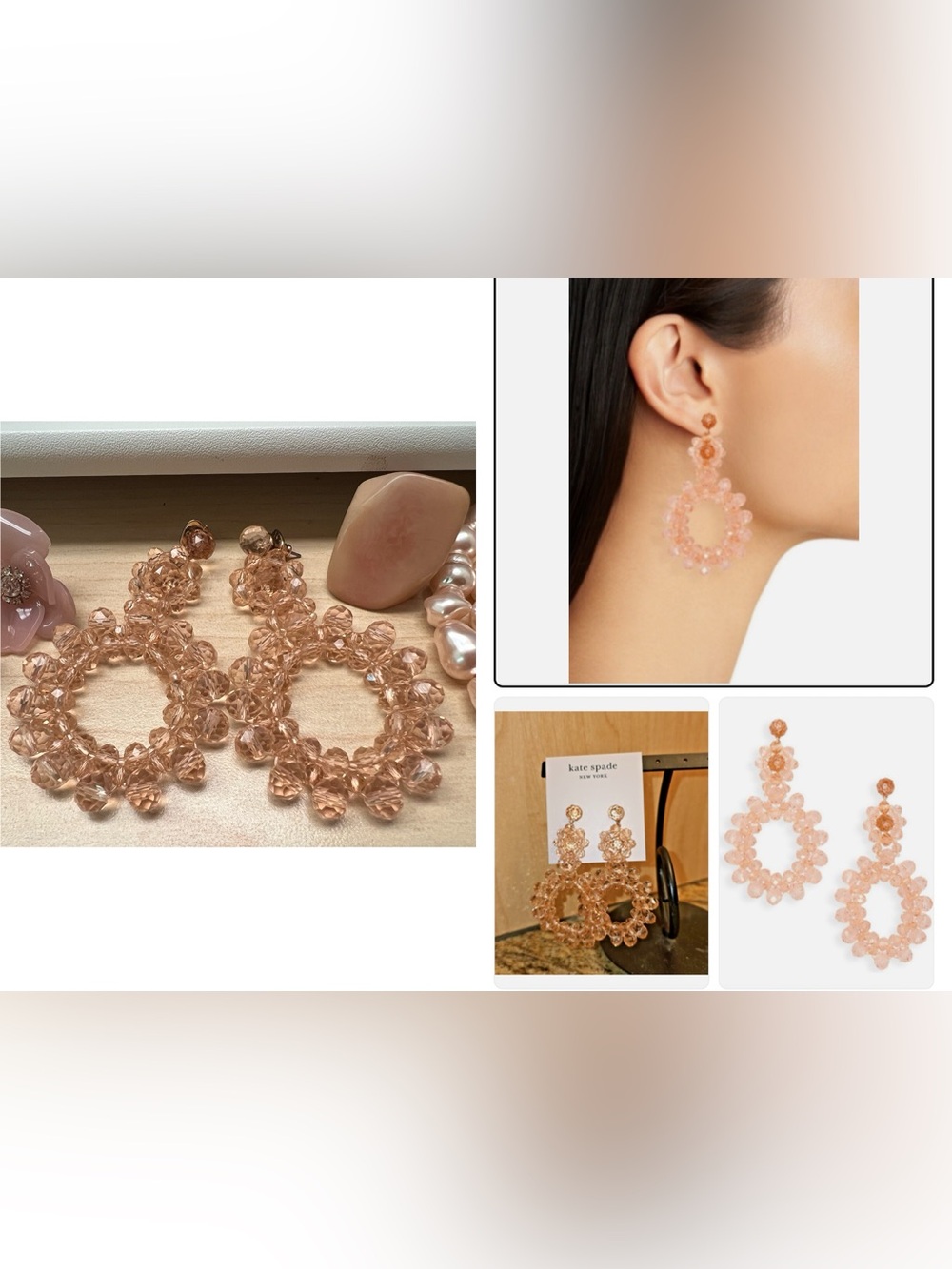 kate spade Pink Beaded Hoop Drop Earrings